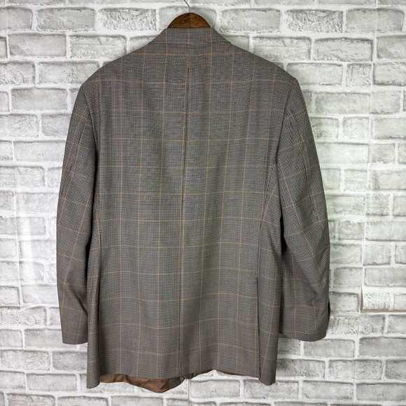 Brooks Brothers 346 Wool Black & Tan Houndstooth Blazer Suit Jacket Mens 44R - Picture 4 of 12